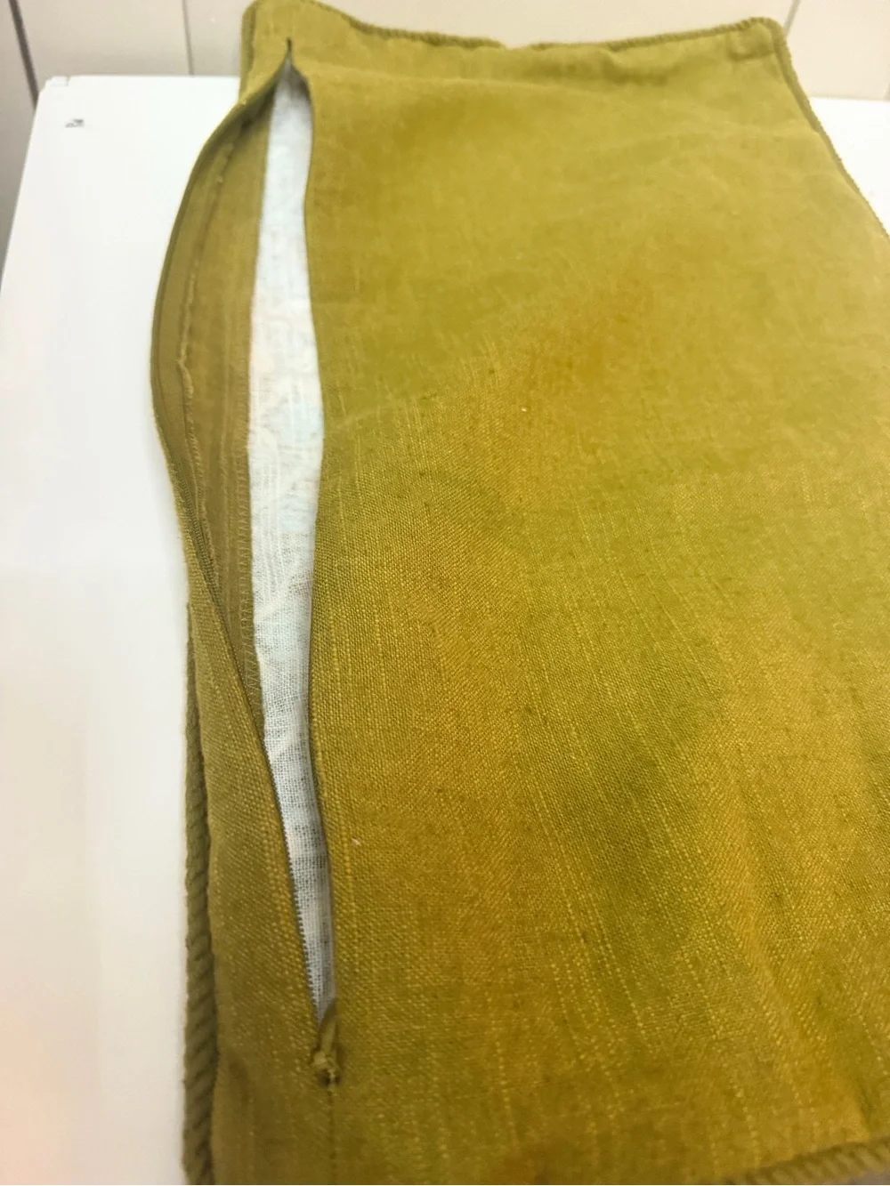 West Elm 12x21 Olive Floral Pattern Cotton Throw with Zipper